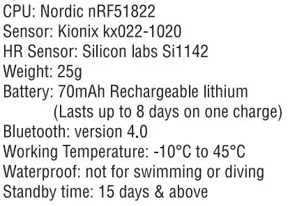 volkano Fitness Tracker and Heart - Specifications