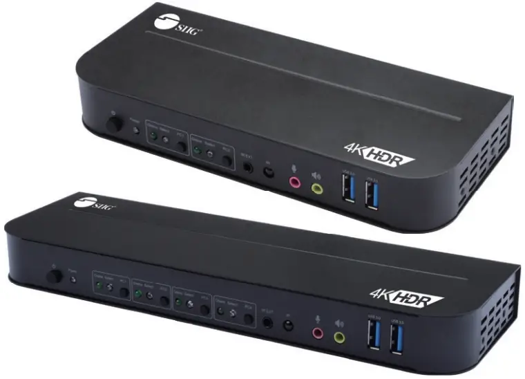 SIIG CE-KV0C11-S1 2X1-4X1 DP 4K KVM USB 3.0 Switch with RC A