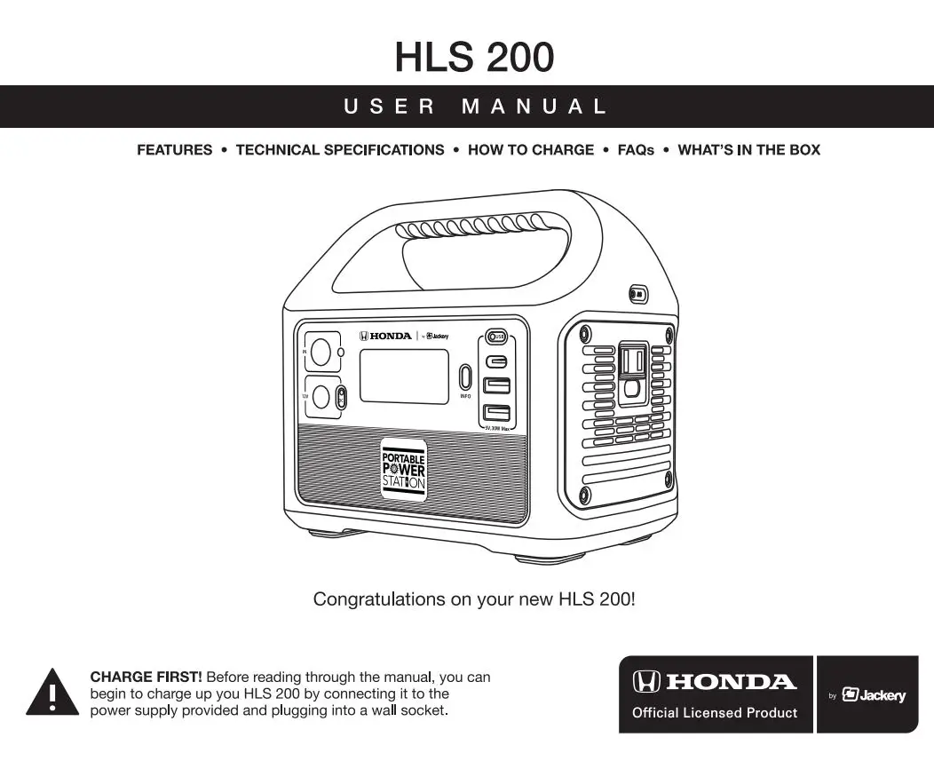Honda Portable Power Station User Manual