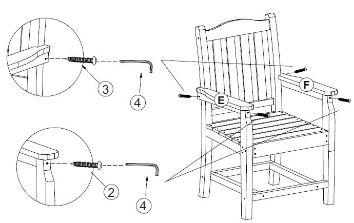 myhomore HDCT-ARM-WH7 7-Piece Plastic Retangular Outdoor Dining Set with Armrests and Beige Cushions-FIG12