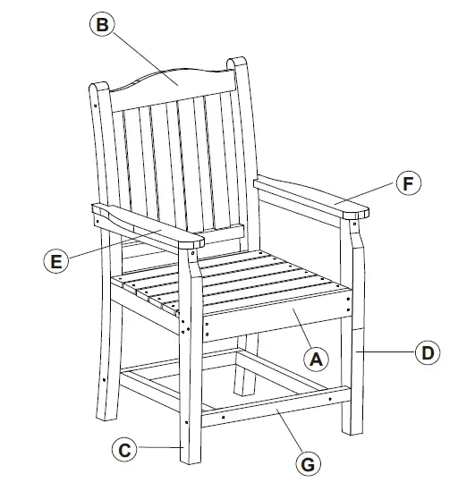 myhomore HDCT-ARM-WH7 7-Piece Plastic Retangular Outdoor Dining Set with Armrests and Beige Cushions-FIG9