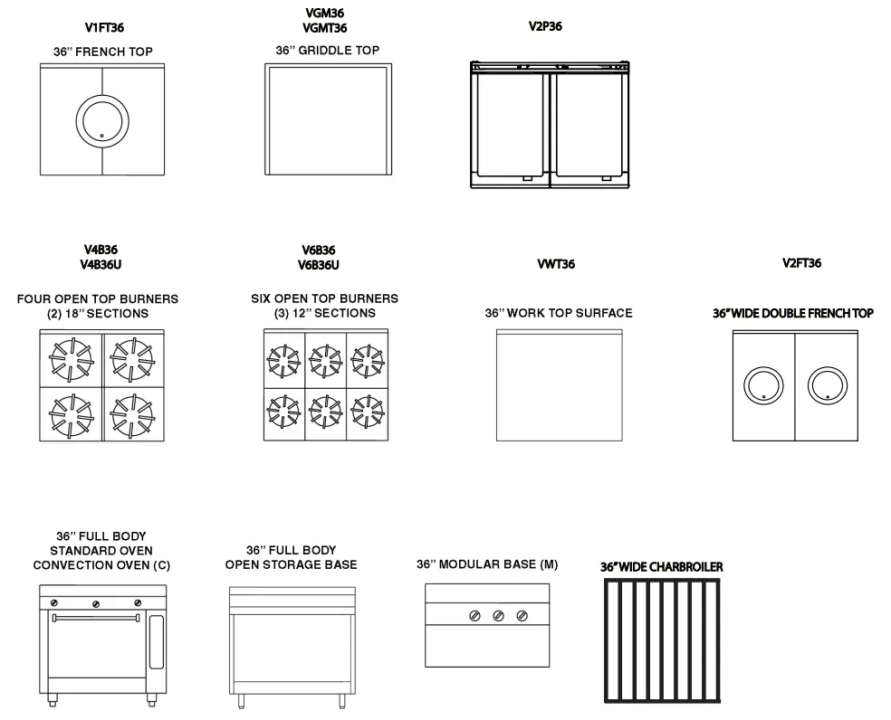 VULCAN V2BG4T V Series 36 Inch 2 Burner Heavy-Duty Thermostatic Range - Fig 1