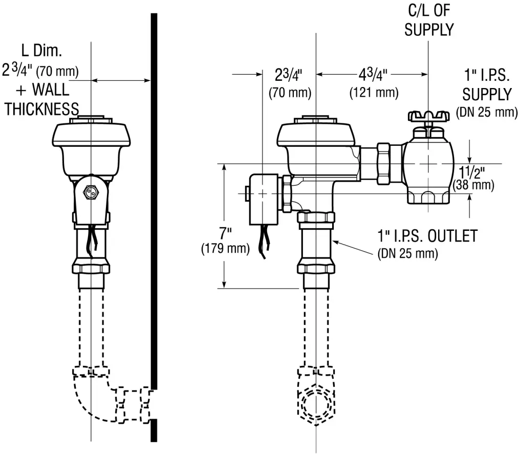 SLOAN Royal Concealed Manual Water Closet Flushometer A2