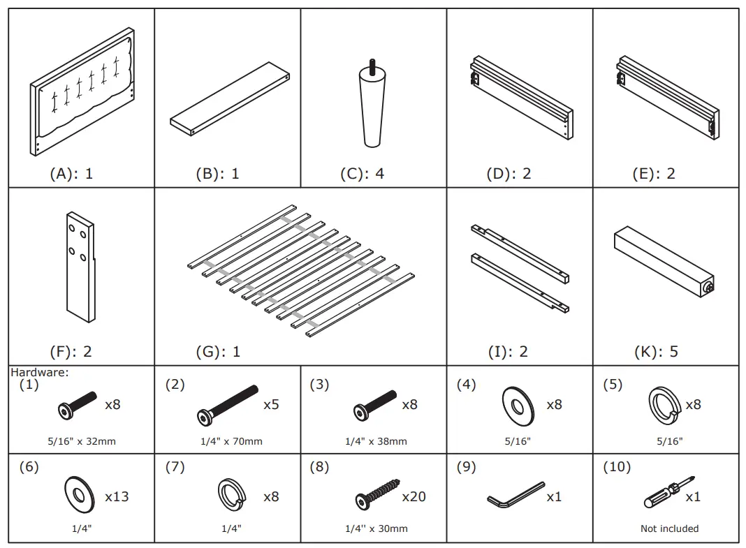 COSTWAY HU10277 Twin Bed parts
