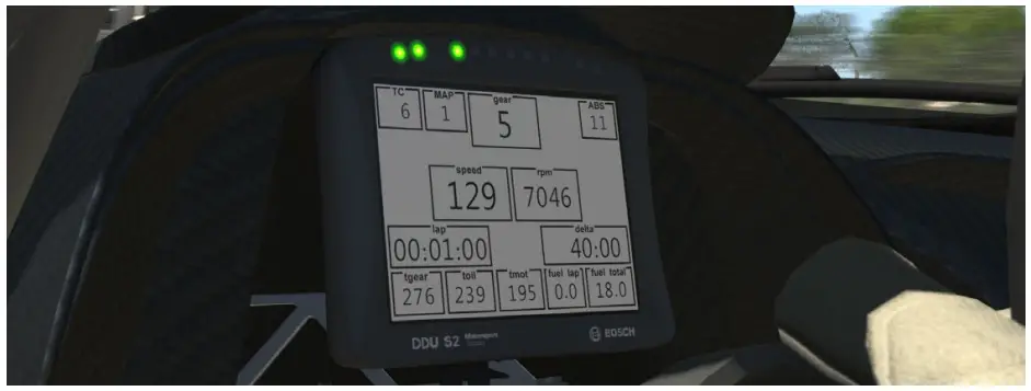 iRacing AUDI R8 LMS GT3 Racing Car - DASH CONFIGURATION