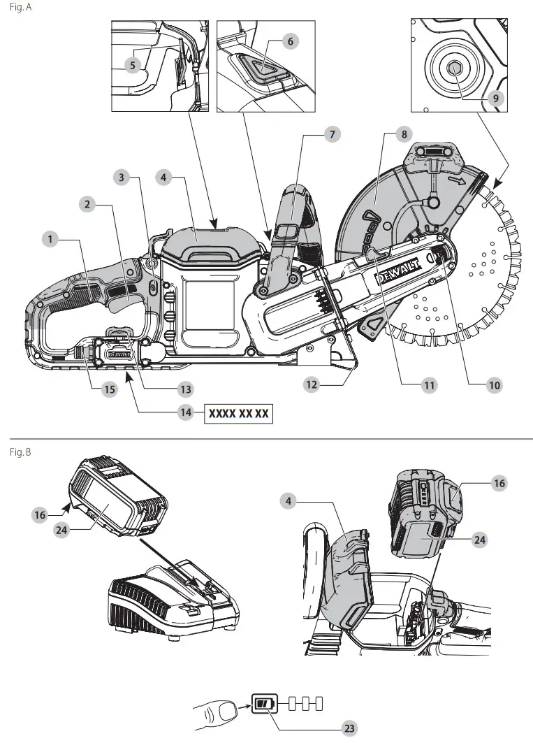 DEWALT XR DCS690 Cordless Brushless Cut Off Saw - Fig