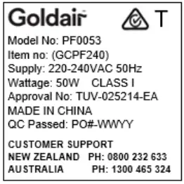 Goldair-GCPF240-40cm-Matte-Black-Pedestal-Fan-1