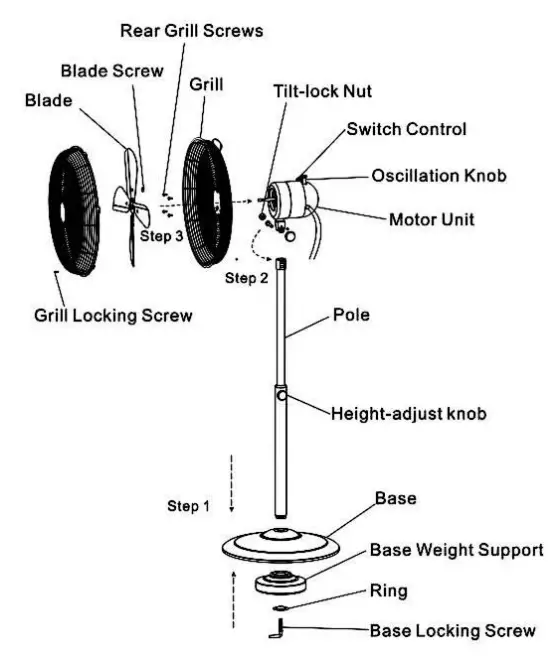 Goldair-GCPF240-40cm-Matte-Black-Pedestal-Fan-2