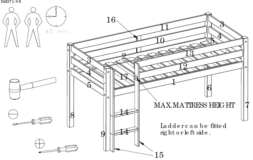 VIPACK-FURNITURE-PIHSZG-14-NR371-V6-Children-Bed-fig 1