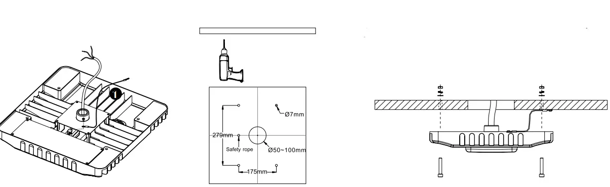 Euri Lighting ECS-150W1050 LED Square Canopy Light-FIG3