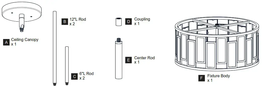 QUOIZEL QP5600MBK Bankston 4 Light Matte Black Standard Pendant - PACKAGE CONTENTS