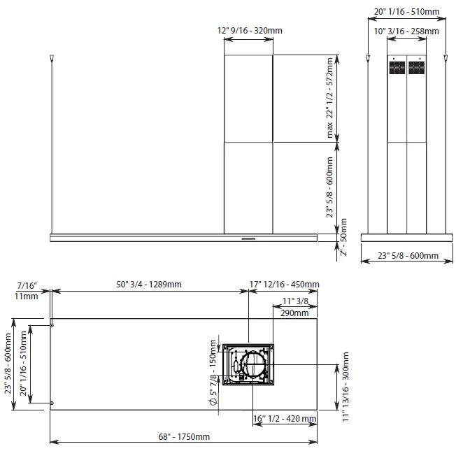 Falmec-FDLUM70I5SS2R-70-Inch-Island-Mount-Convertible-Hood-04