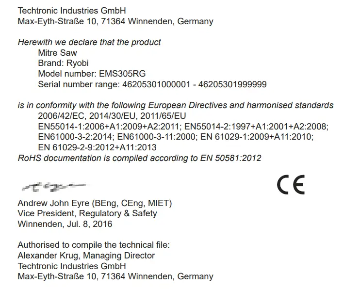 EC DECLARATION OF CONFORMITY
