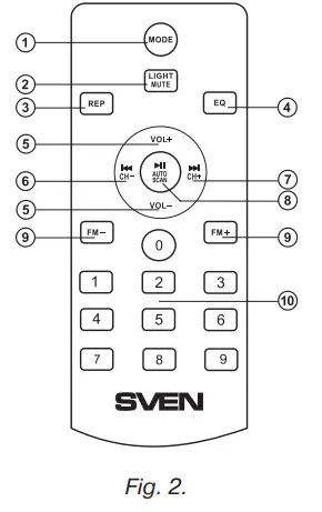 SVEN PS-720 PS-750 Party Speaker System - Remote control