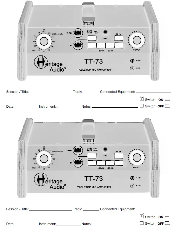 Heritage Audio TT-73 1-Channel Class A Portable Mic-Line Preamp 11