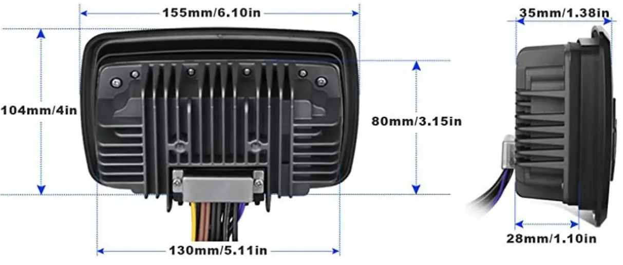 GUZARE GR306 Marine Stereo Bluetooth Waterproof Boats Golf Cart Radio - Dimensions