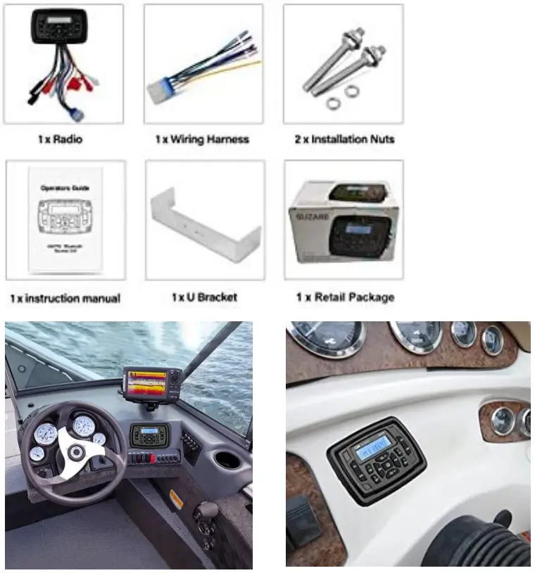 GUZARE GR306 Marine Stereo Bluetooth Waterproof Boats Golf Cart Radio - Package Include
