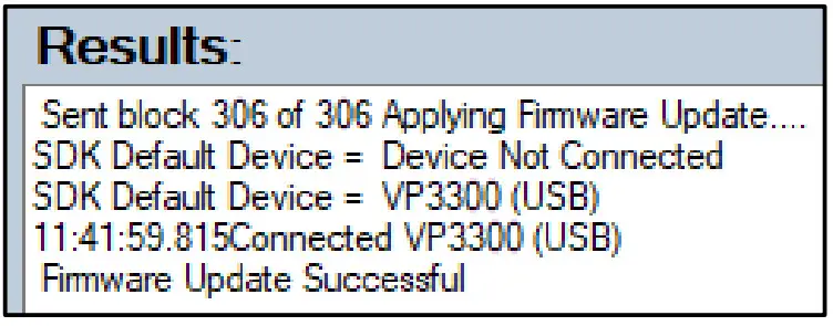 IDTECH VP3300 MagStripe EMV Contact and EMV Contactless Reader - Results panel