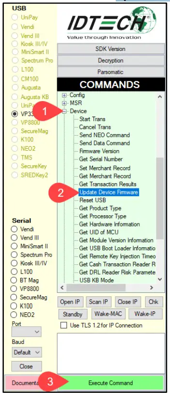 IDTECH VP3300 MagStripe EMV Contact and EMV Contactless Reader - Update Device Firmware