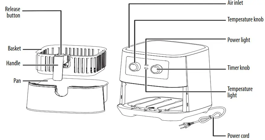 INSIGNIA NS-AF53MSS0 5 Qt. Mechanical Control- Product overview