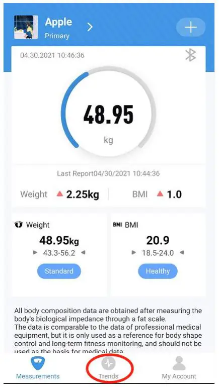 Shenzhen Shine Industrial VT730U Smart Body Weight Scale User Guide - Click Trend to view your progress history