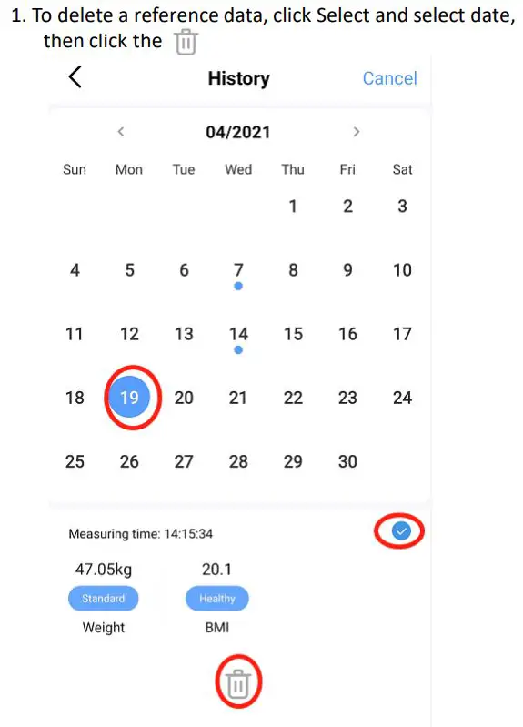 Shenzhen Shine Industrial VT730U Smart Body Weight Scale User Guide - Deleting Reference Data