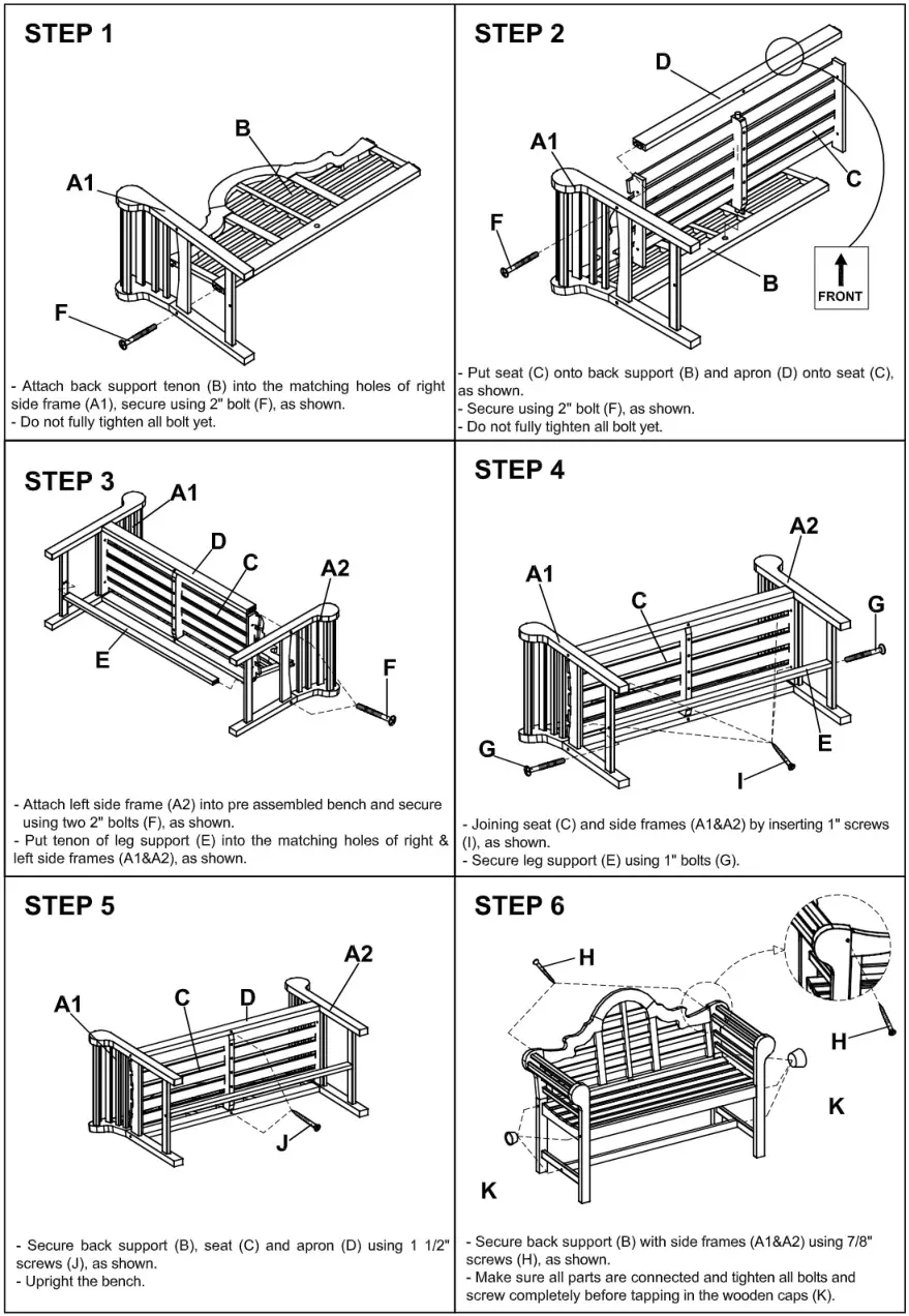 cambring Teak 4' Bench - Assembly