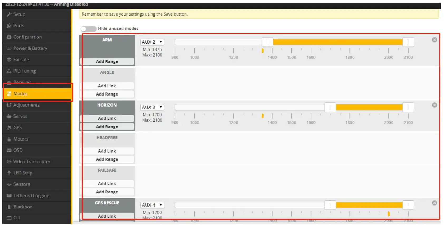 FLYWOO Firefly 1S Nano Baby Quad - Mode setting