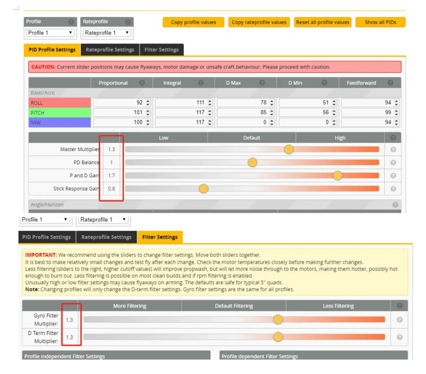 FLYWOO Firefly 1S Nano Baby Quad - PID and filter settings