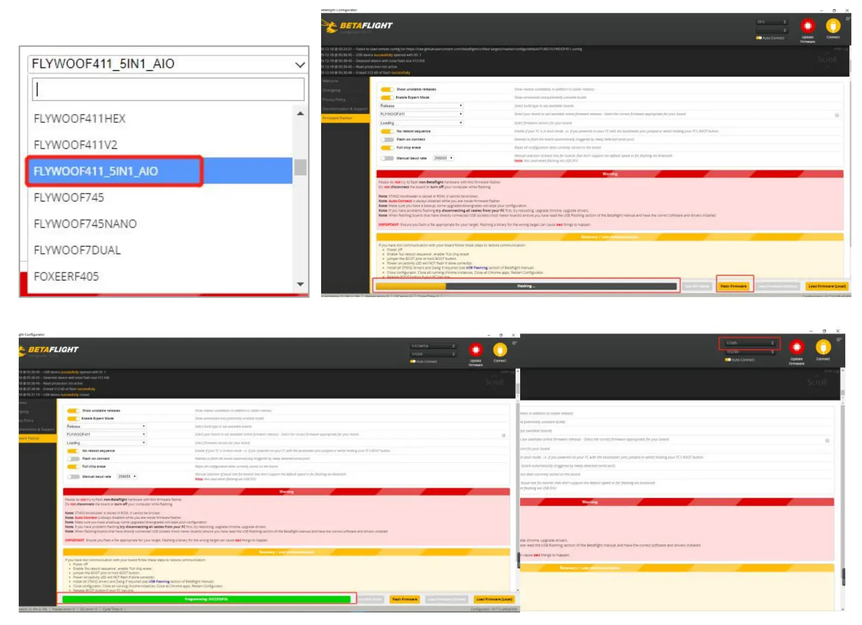 FLYWOO Firefly 1S Nano Baby Quad - Then load the local HEX firmware and wait for the flashing to complete