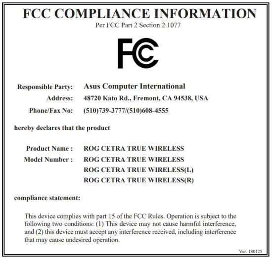 ASUS ROG CETRA True Wireless Earbuds - information