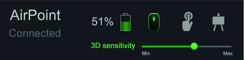 Magnima APR1050 AirPoint Ring Finger Wearable Computer Mouse - AIR MOUSE SENSITIVITY ADJUSTMENT
