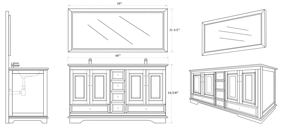 Exclusive Heritage BV-20060D Marble Vanity Cabinet - fig1
