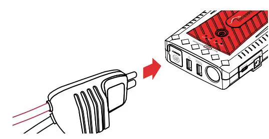 ROOBOOST RB-1500 Ultra Safe Jump Starter and Power Bank User Manual - Connect the jumper connector