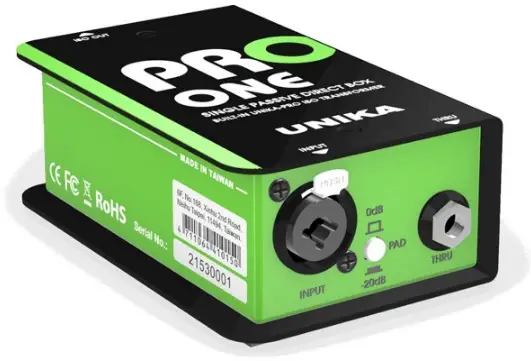 UNIKA PROAUDIO PROONE Pro Series Audio Interface Single Passive Direct Box
