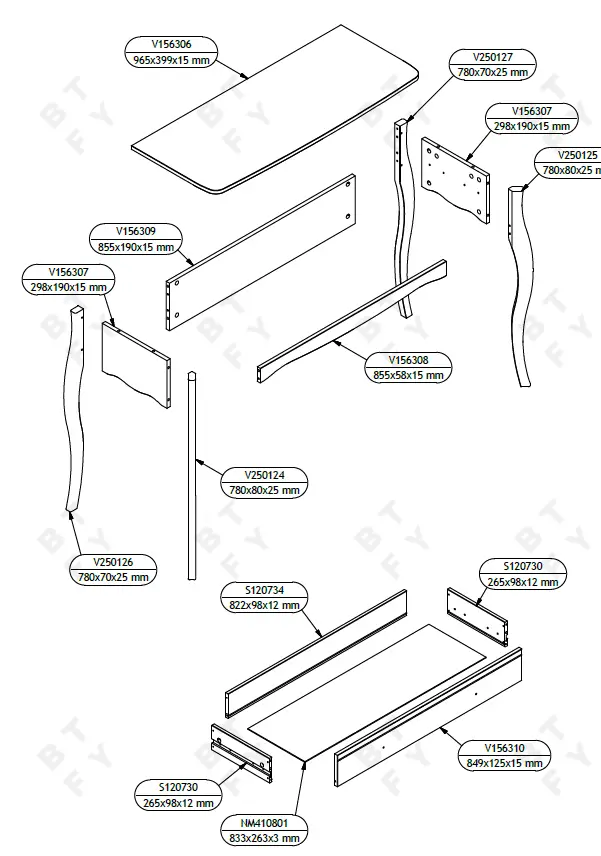 VonHaus-4000006-Grey 1-Drawer-Dressing-Table-fif-2