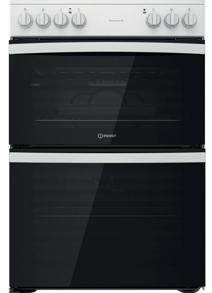 INDESIT-ID67V9KMWUK-60cm-White-Double-Electric-Cooker-and-Ceramic-Hob-product-img