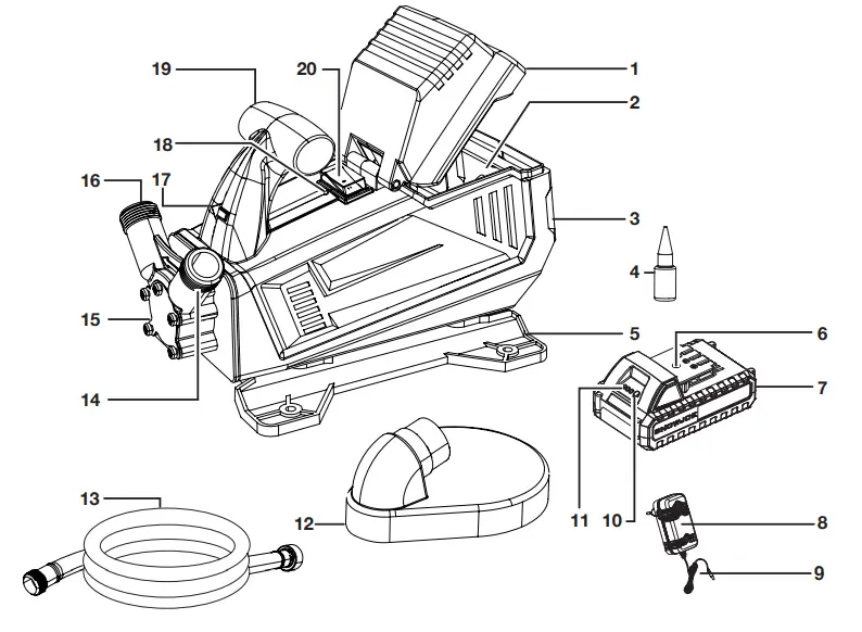SUNJOE 24V-XFP5-RM Cordless Water Transfer Pump parts