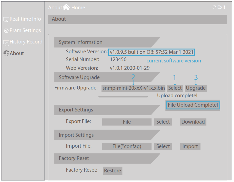FS NMC SNMP Card - Web Page