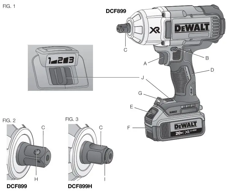 DEWALT DCF899 Impact Wrench - Fig 1, 2, 3