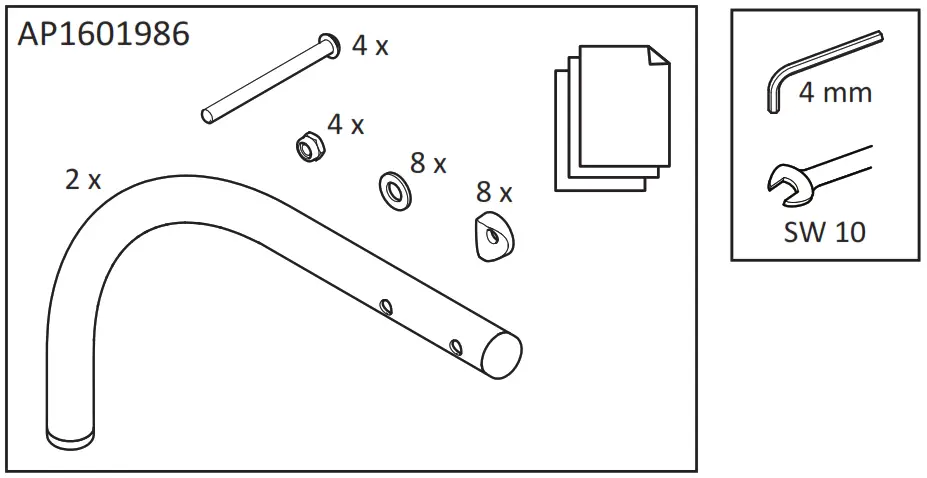 INVACARE AP1601986 Aquatec Ocean Accessory Front Antitipper - Figure 1