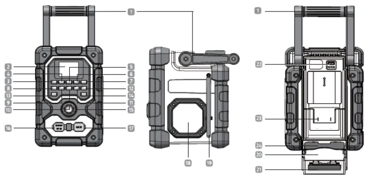 NORDIC JR-L0218D 18v Li-ion Cordless Jobsite 2-speaker Radio - Snooze Alarm 1