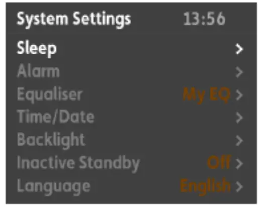 NORDIC JR-L0218D 18v Li-ion Cordless Jobsite 2-speaker Radio - System Menu Options