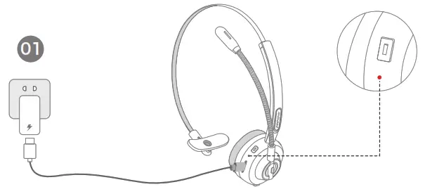 Mpow TH1 Bluetooth Headset - Charging