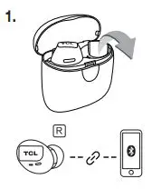 TCL SOCL500TWS Wireless Earbuds with Pumping Base User Guide - If the earbuds are already paired with the phone in stereo mode, when picking up the right earbud from the charging case, it will automatically turn on and connect to the phone