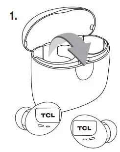 TCL SOCL500TWS Wireless Earbuds with Pumping Base User Guide - Power on automatically when the earbuds remove from the charging case