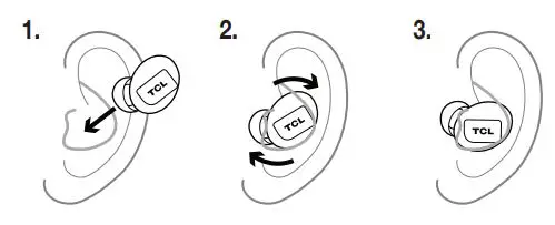 TCL SOCL500TWS Wireless Earbuds with Pumping Base User Guide - Wearing instructions