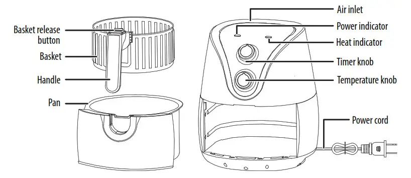 INSIGNIA NS-AF32MBK9 3.4 Qt. Mechanical Control Air Fryer- Product overview