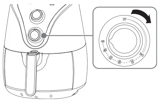 INSIGNIA NS-AF32MBK9 3.4 Qt. Mechanical Control Air Fryer- temperature knob
