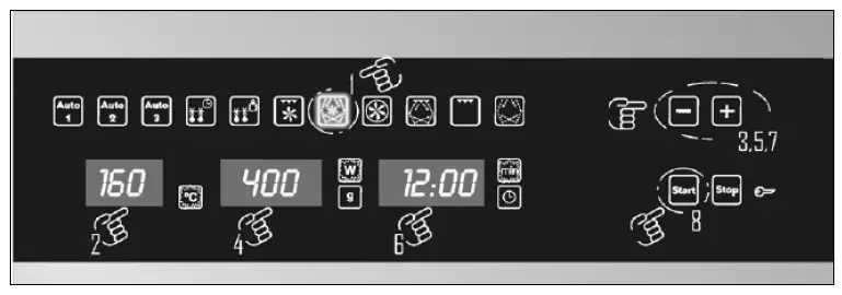 saco PMC355SS Baumatic Fan Oven-microwave function button